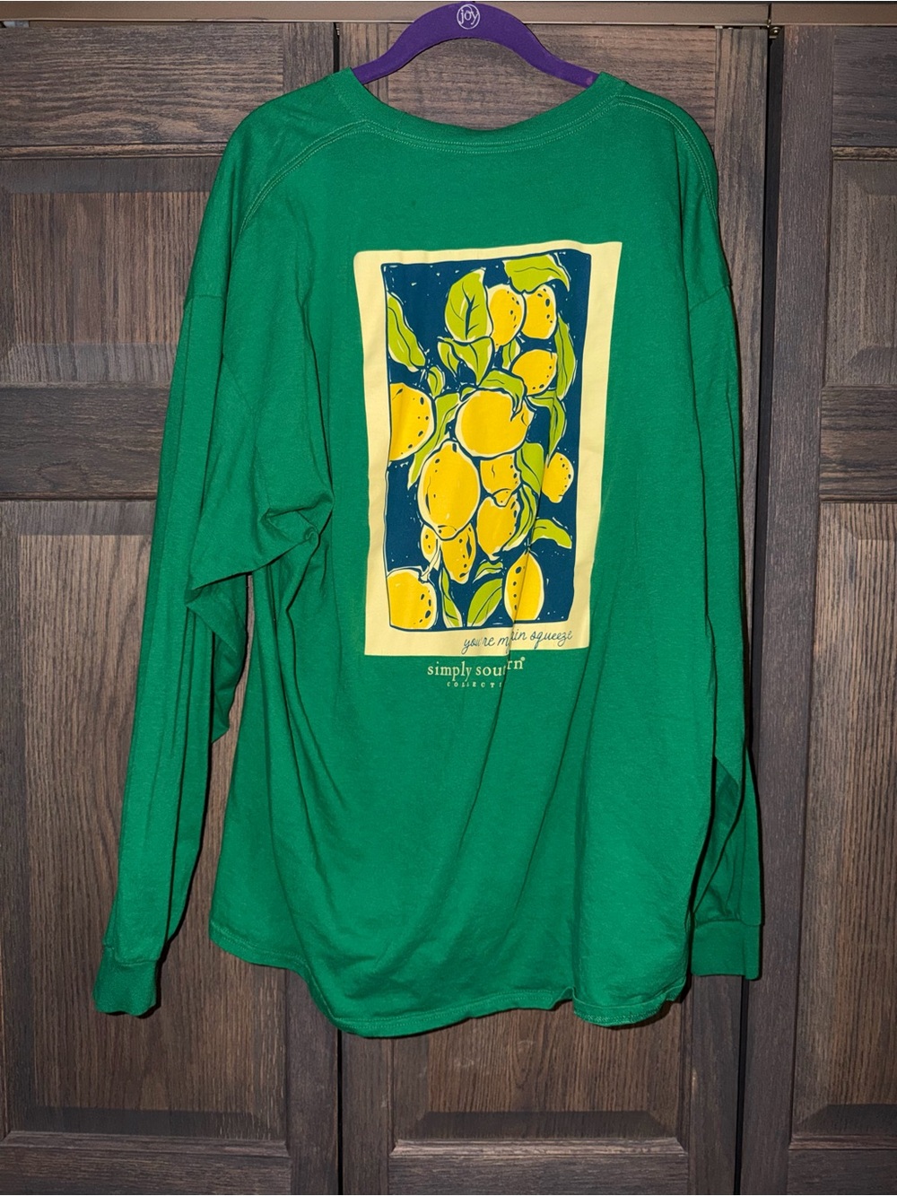 Simply Southern Green Long Sleeve Tee with Yellow Lemon Graphic